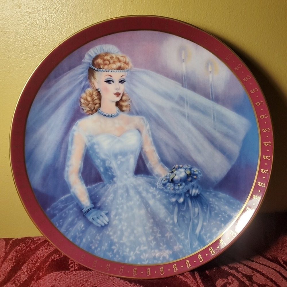 Danbury Mint 8in Barbie Bride-To-Be Plate 1990 High Fashion Vintage Collectible